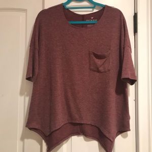 American Eagle dark purple half sleeve tee
